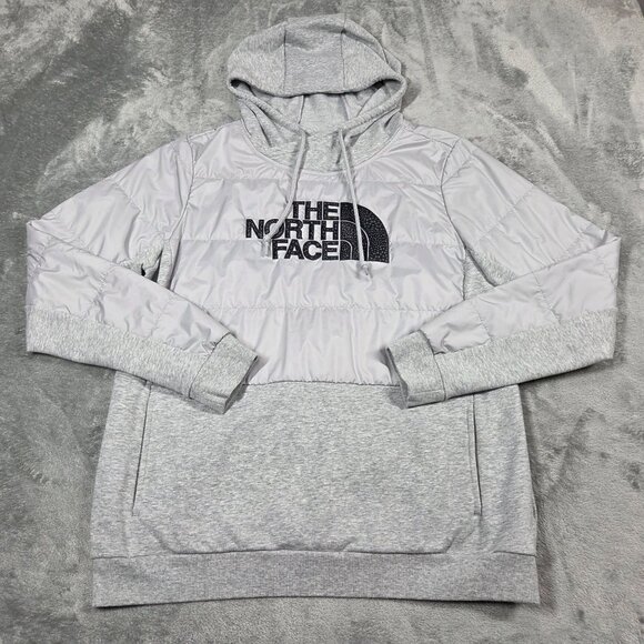 North Face Jacket Womens Large Gray Primaloft Pullover Sweatshirt Hoodie - Picture 1 of 9